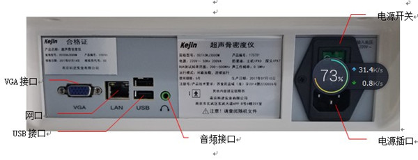 OSTEOKJ3000M、OSTEOKJ3000M+、OSTEOKJ3000S、OSTEOKJ3000S+型號骨密度儀接口示意圖